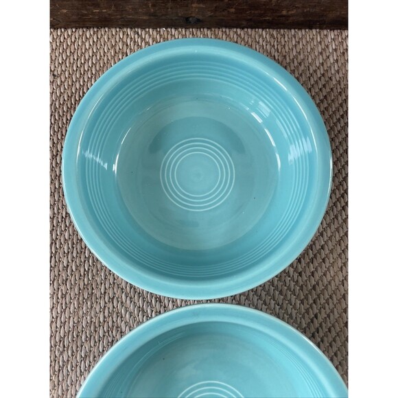 Set of 2 19 OZ. MEDIUM CEREAL SOUP BOWL Turquoise Blue 6 7/8" FIESTA - Picture 4 of 6